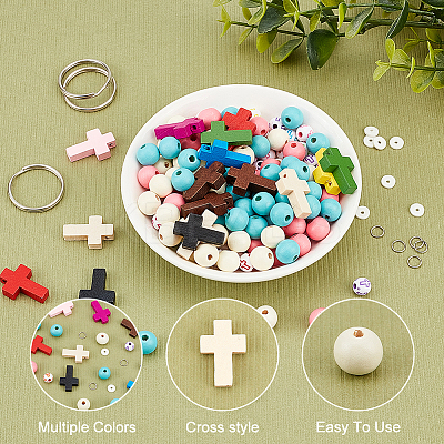 DIY Cross Keychain Bracelet Making Kit for Wallet Car Key DIY-AR0002-73-1