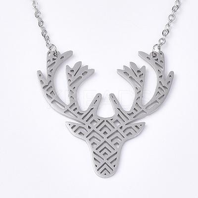 Non-Tarnish 201 Stainless Steel Pendant Necklaces NJEW-T009-JN093-1-40-1