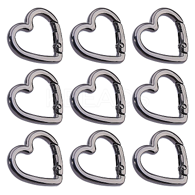 10Pcs Heart Zinc Alloy Spring Gate Rings FIND-DC0008-21-1