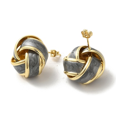 Real 18K Gold Plated Iron Enamel Stud Earrings for Women EJEW-M251-09G-06-1