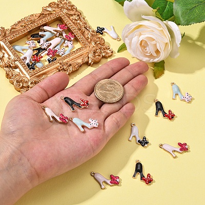 40Pcs 4 Colors Alloy Enamel Stilettos Pendants ENAM-CJ0002-47-1