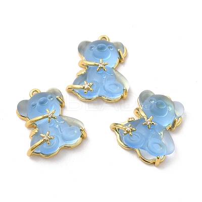 Transparent Resin Crystal Rhinestone Pendants KK-H438-04G-04-1