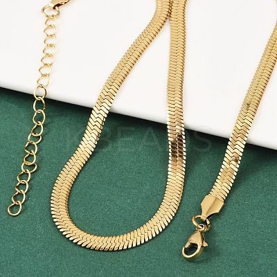 PVD Vacuum Plating 201 Stainless Steel Herringbone Chain Necklaces X-NJEW-M187-06G-1
