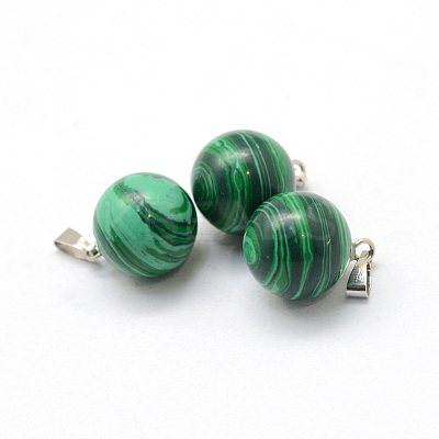 Round Dyed Synthetic Malachite Pendants G-Q434-09-1