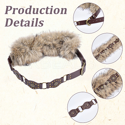 Faux Fur PU Leather Chain Belts AJEW-WH20072-55B-01-1
