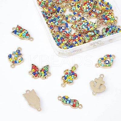 36Pcs 6 Style Alloy Enamel Links Connectors FIND-NB0001-89-1