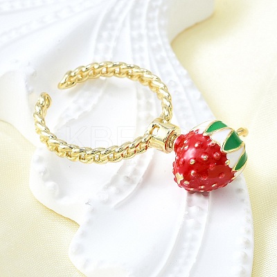 Brass Enamel Open Cuff Rings for Women RJEW-F179-08G-02-1