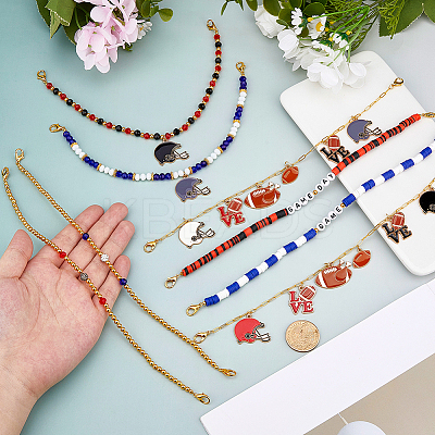 8Pcs 8 Styles Polymer Clay & Glass & Acrylic Bead Baseball Cap Chains HJEW-FH00214-1
