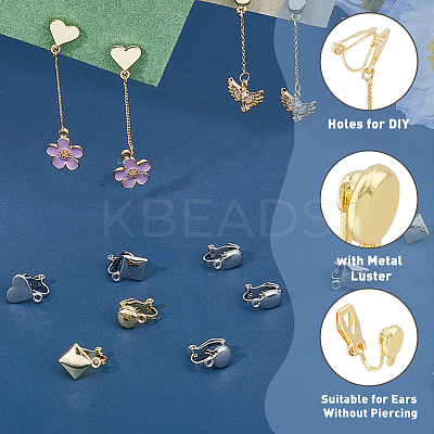 16Pcs 8 Style Alloy Clip-on Earring Findings FIND-FH0008-05-1