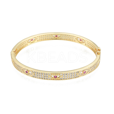 Cubic Zirconia Horse Eye Hinged Bangle BJEW-G651-07G-04-1
