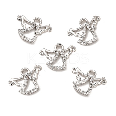 Brass Micro Pave Cubic Zirconia 2-Loop Pendants KK-E068-VB367-1