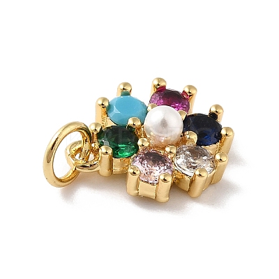 Rack Plating Brass Micro Pave Cubic Zirconia Charms KK-A160-22C-G-1