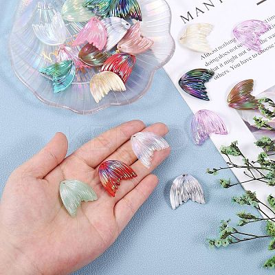 22 Pieces Resin Pendant Phantom Colorful Gradient Fish Tail Pendant Handmade Ear Studs and Earring Accessories(11 styles) JX638A-1