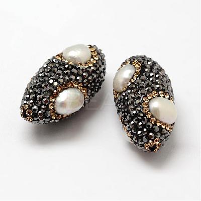 Horse Eye Polymer Clay Rhinestone Beads RB-L027-05B-1