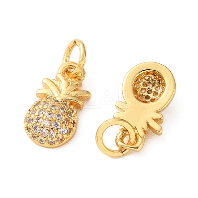 Brass Micro Pave Clear Cubic Zirconia Charms KK-D111-01G-1