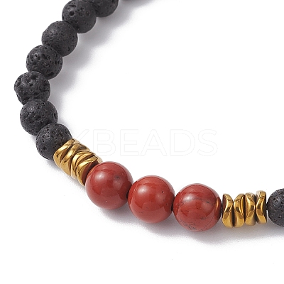 Natural & Synthetic Gemstone Round Beaded Stretch Bracelets for Men Women BJEW-JB12263-01-1