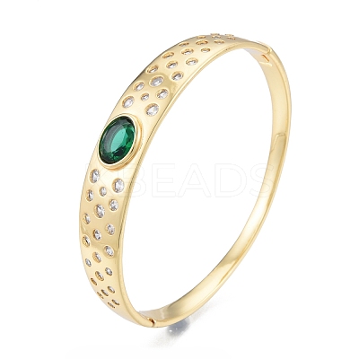 Cubic Zirconia Oval Hinged Bangle BJEW-G651-10G-05-1