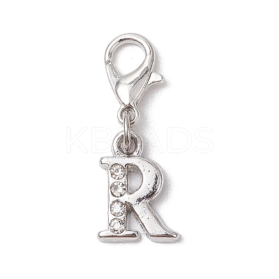 26Pcs Letter A~Z Alloy Rhinestone Pendant Decorations HJEW-JM02651-1