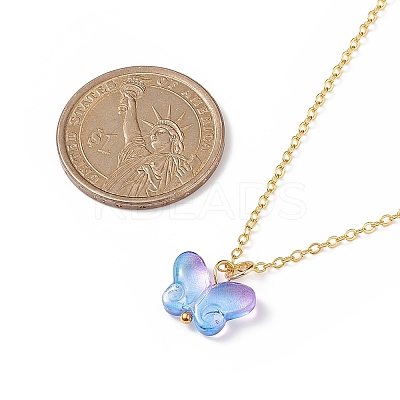 5Pcs 5 Color Glass Butterfly Pendant Necklaces Set with Brass Cable Chains for Women NJEW-JN04091-1