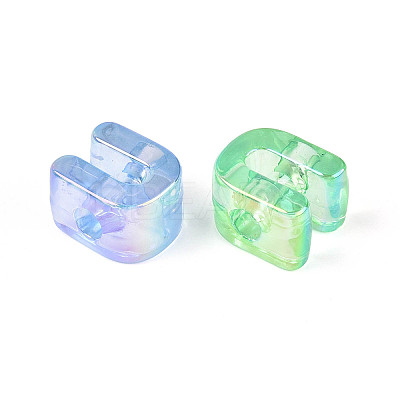 UV Plating Transparent Acrylic European Beads X-OACR-M027-02U-1