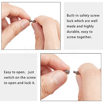 Tarnish Resistant 304 Stainless Steel Screw Clasps LS-STAS-L135-02-1