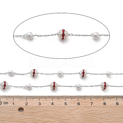 Handmade ABS Imitation Pearl & Rhinestone Round Chains CHS-L028-03P-02-1