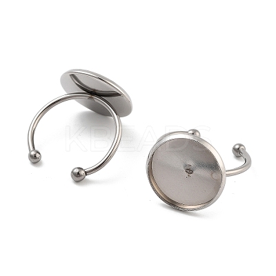 Tarnish Resistant 304 Stainless Steel Open Cuff Ring Components STAS-B072-09F-P-1