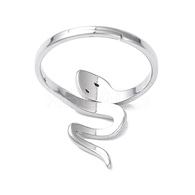 Non-Tarnish 304 Stainless Steel Snake Adjustable Ring for Women RJEW-I097-06P-1