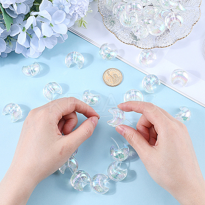 60Pcs UV Plating Transparent Acrylic Beads PACR-SP0001-01-1