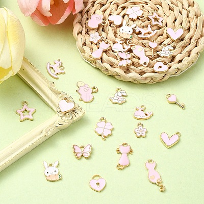 30Pcs 15 Styles Alloy Enamel Pendants ENAM-YW0004-25-1
