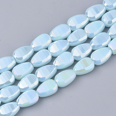 Electroplate Opaque Solid Color Glass Beads Strands EGLA-T020-02D-1