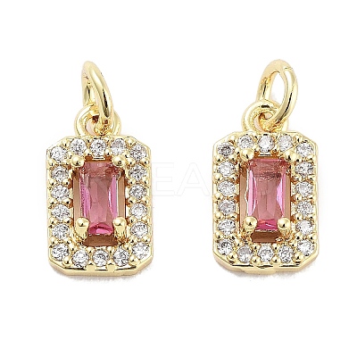 Brass Micro Pave Cubic Zirconia Charms KK-C051-11G-04-1