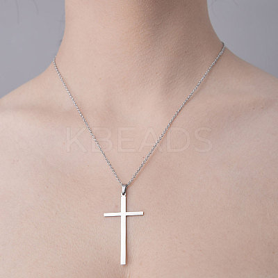 Non-Tarnish 201 Stainless Steel Cross Pendant Necklace NJEW-OY001-46-1