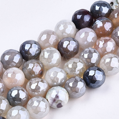 Electroplate Natural Fire Crackle Agate Beads Strands G-T131-54E-1