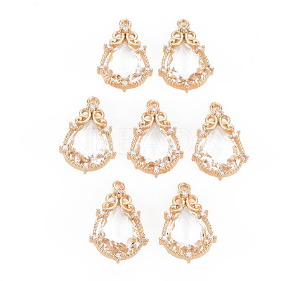 Rack Plating Brass Micro Pave Clear Cubic Zirconia Charms KK-T060-60-RS-1