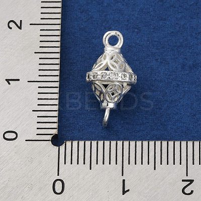Brass Micro Pave Clear Cubic Zirconia Hollow Bicone Connector Charms KK-A230-05E-S-1