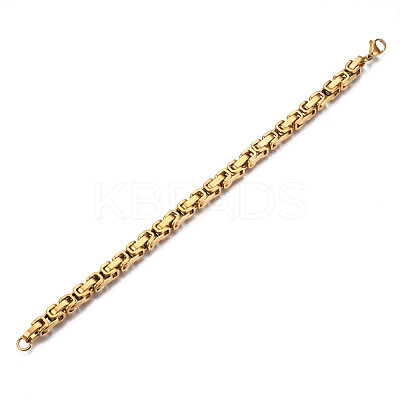 Ion Plating(IP) 201 Stainless Steel Byzantine Chain Bracelets BJEW-S057-89A-01-1