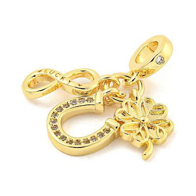 Rack Plating Brass Micro Pave Cubic Zirconia European Dangle Charms KK-P270-02B-G-1