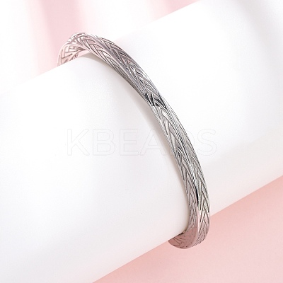 304 Stainless Steel Cuff Bangles for Men Women BJEW-D361-02P-1