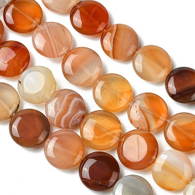 Flat Round Gemstone Natural Red Agate Stone Beads Strands X-G-S110-03-1