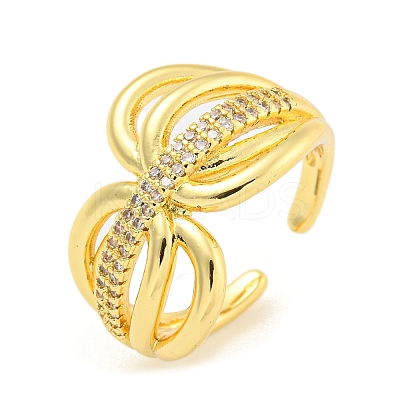 Clear Cubic Zirconia Open Cuff Ring RJEW-L121-045G-1