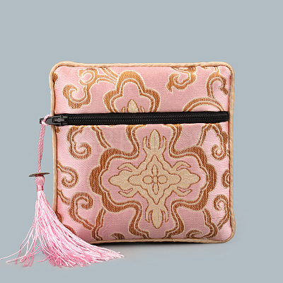 Chinese Style Square Cloth Zipper Pouches CON-PW0001-090D-1
