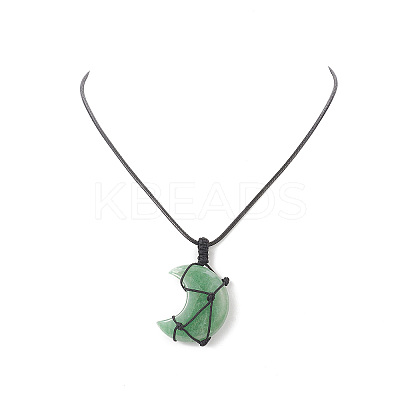 Mixed Gemstone Moon Pendant Necklaces for Women NJEW-JN04270-1