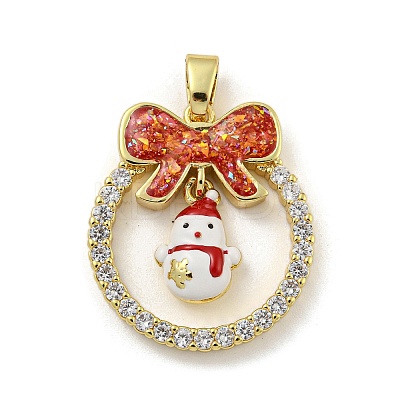 Christmas Brass Micro Pave Cubic Zirconia Pendants KK-H468-01F-02G-1