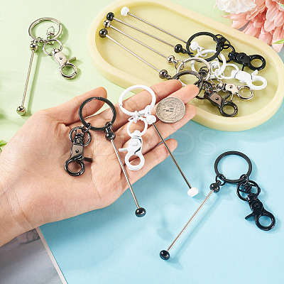 8Pcs 4 Colors Alloy Beadable Bar Keychain for DIY Crafts Jewelry Making KEYC-TA0001-36-1