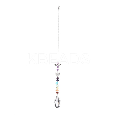 Glass Teardrop Chandelier Pendant Decorations HJEW-JM00855-1