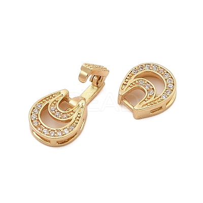 Brass Micro Pave Clear Cubic Zirconia Fold Over Clasps KK-C075-06G-1