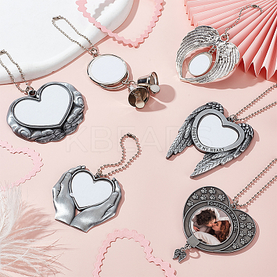 6 Sets 6 Styles Zinc Alloy Heat Transfer Sublimation Blank Pendant Decorations AJEW-GA0007-54-1