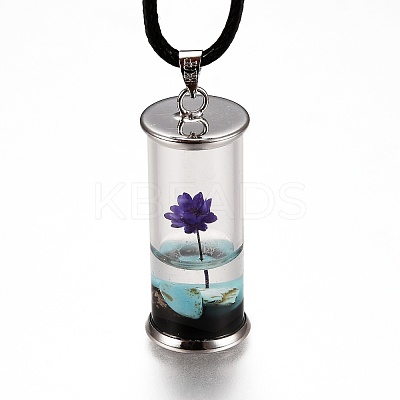 Glass Wishing Bottle Leather Cord Pendant Necklaces NJEW-Z009-A-1