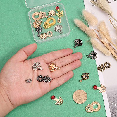 12 Sets 12 Styles Butterfly Flower Bird Alloy Snap Lock Clasps FIND-CA0007-22-1